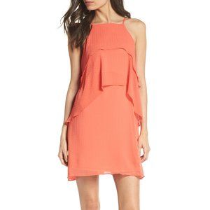 NWT NSR Kit Hammered Chiffon Shift Dress Coral